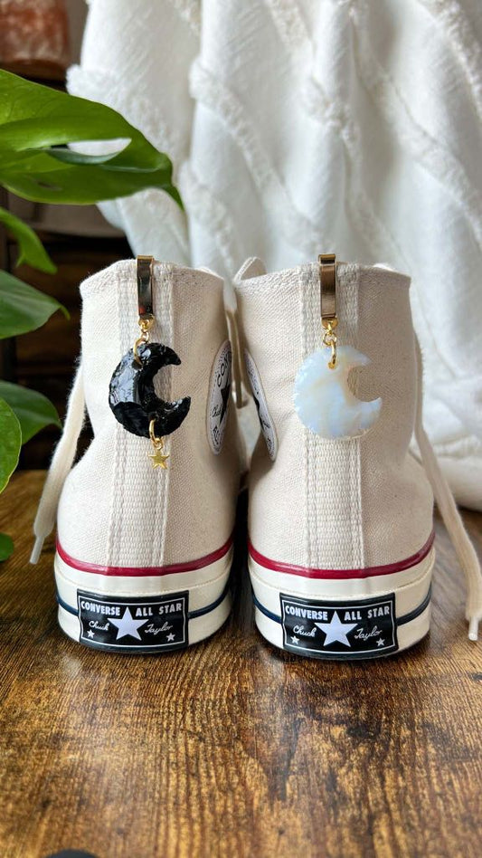 Crescent Crystal Moon Shoe Clip, Shoe Charm, High Top Sneaker or Boot Clip, Shoe or Bag Keychain