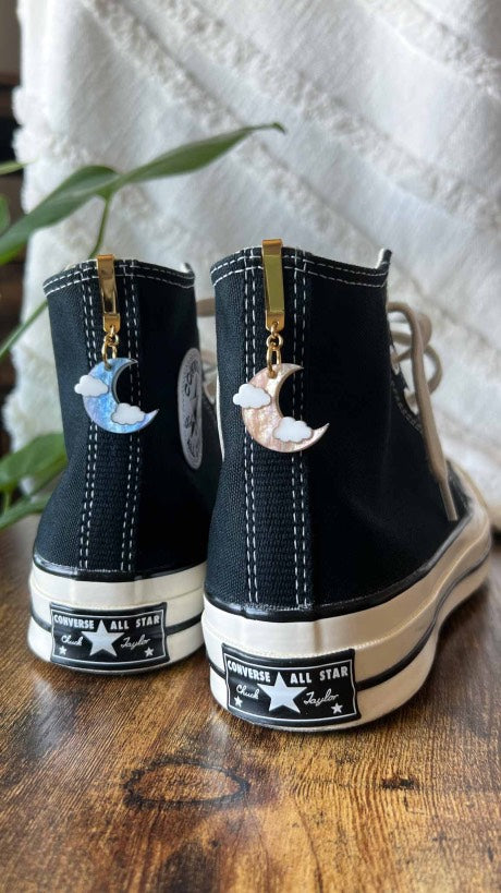 Moon with Clouds Shoe Clip, High Top Sneaker or Boot Clip, Shoe or Bag Keychain